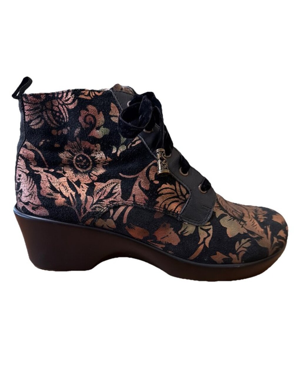 Alegria Eliza EU 40 Floral Side Zip Boots Womens Size9-9.5 Regal Copper Laces